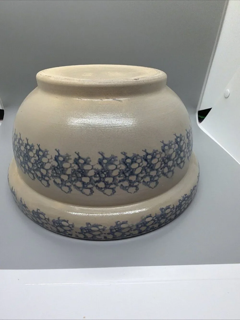 Beaumont Brothers Pottery Blue Spongeware Mixing Bowl BBP Signed
